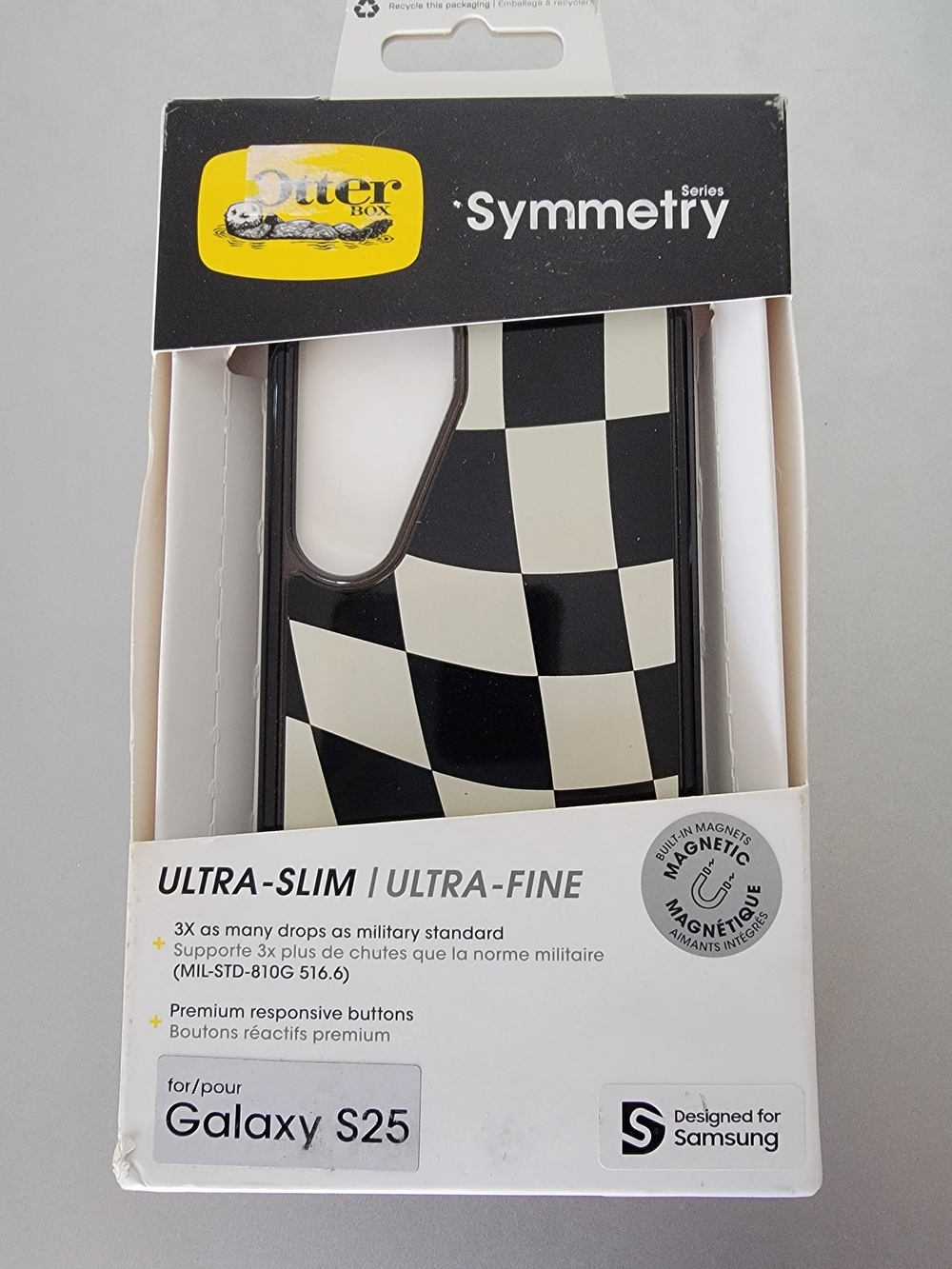 OtterBox Symmetry Series Slim Case for Galaxy S25 - Black & White Checker
